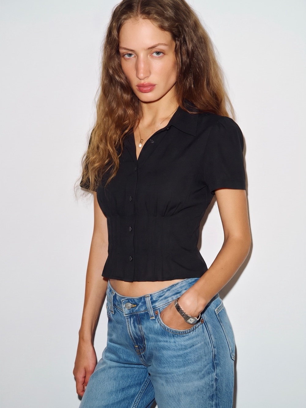 Club Monaco Pure Silk Semi-Sheer Short Sleeve Blouse